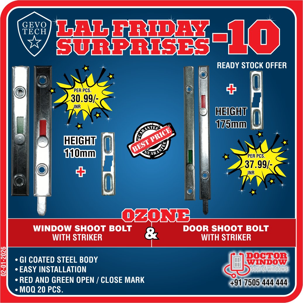 DOCTORWINDOW_IN's tweet image. GEVO TECH STAR PRO DOOR ADJUSTABLE ROLLER
GEVO TECH STANLEY SDS PLUS HAMMER DRILL BITS 8x210mm (STA54057)
GEVO TECH VENUS WINDOW ROLLER
GEVO TECH OZONE WINDOW &amp;amp; DOOR SHOOT BOLT (WITH STRIKER)

#doorroller #hammerdrillbits #windowroller #shootbolt #doctorwindow #soulofwindows