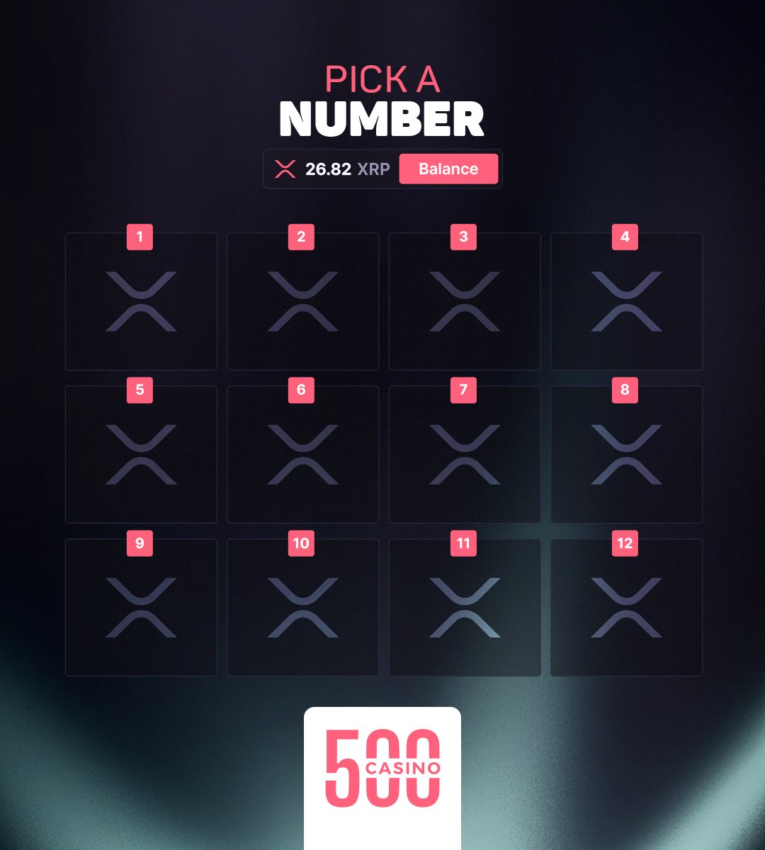 500Casino's tweet image. Pick a number, one of the numbers hides 26.82 $XRP! 🧐