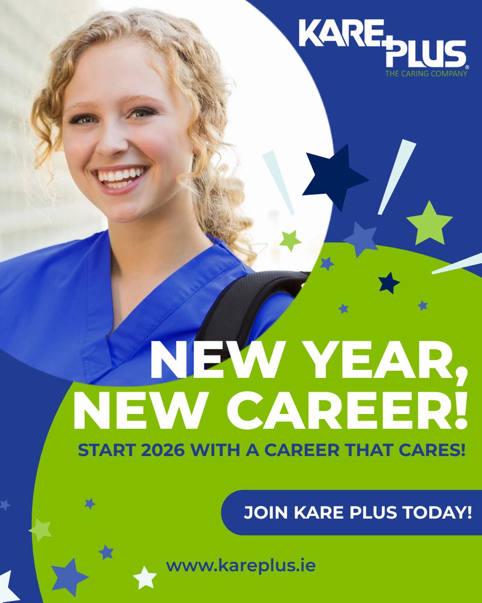 Ready for a fresh start? 🌟

Begin 2026 with a rewarding career in care! Join Kare Plus and make a real difference every day. 💙 

Visit kareplus.ie to apply. 

#NewYearNewCareer #CareWithKarePlus #JoinUsToday