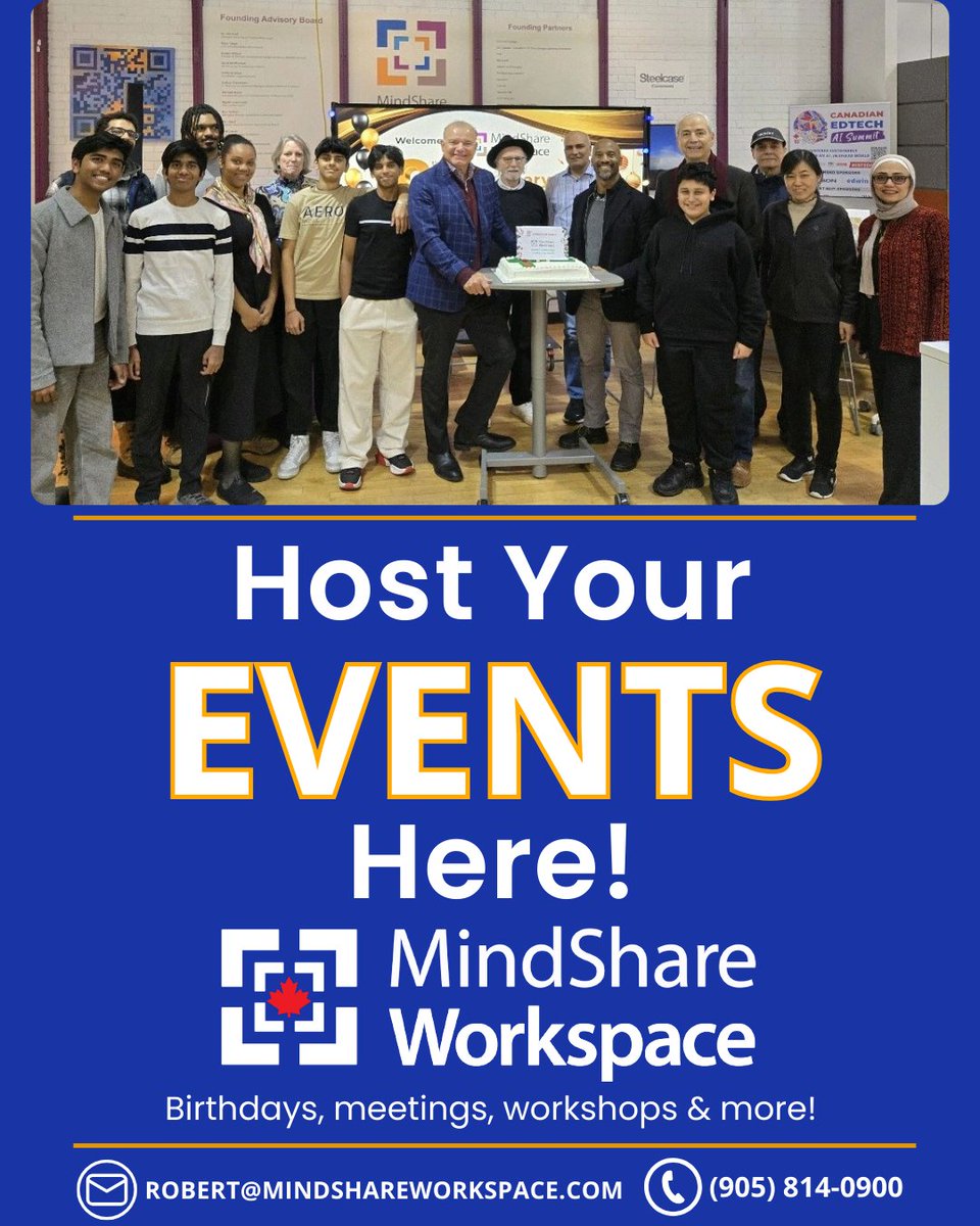 MindShareWork's tweet image. From professional workshops and meetings, MindShare Workspace has the versatile space you need to host an unforgettable event!

👉 Book your event today: mindshareworkspace.com

@mindsharelearn @erinmillstown @citymississauga #MississaugaEvents #MindShareWorkspace #EventSpace