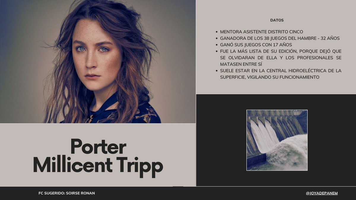 JOYADEPANEM's tweet image. Ayudante mentor del Distrito 5 
Porter Millicent Tripp (Saoirse Ronan)