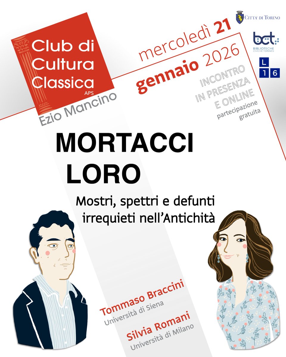 𝗠𝗢𝗥𝗧𝗔𝗖𝗖𝗜 𝗟𝗢𝗥𝗢
📆 Mercoledì 𝟮𝟭 𝗴𝗲𝗻𝗻𝗮𝗶𝗼, ore 18 
🎤 Tommaso Braccini, Silvia Romani
📍 Biblioteca Ginzburg, Torino + ONLINE
🔗 Link per prenotarsi  👉🏻  clubculturaclassica.it/incontri
