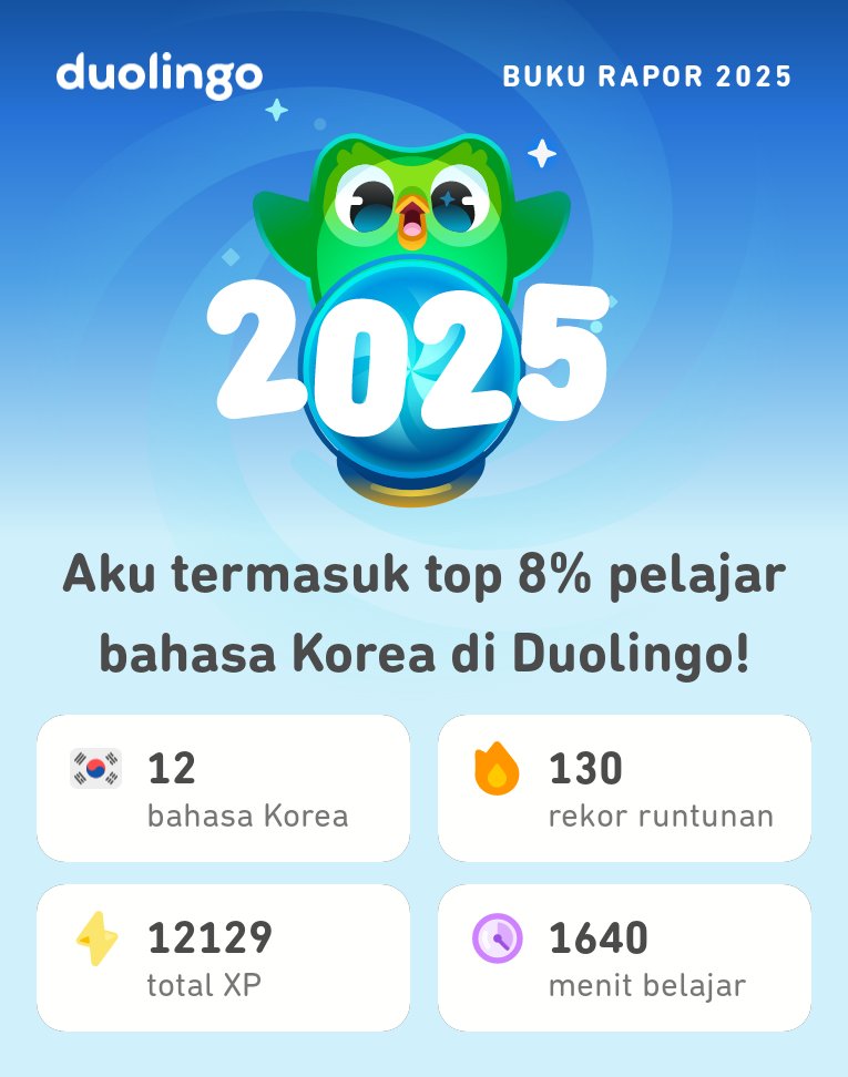FhanieChan's tweet photo. Statistik Duolingo 2025 sudah dibagikan! Bagaimana prestasimu? #Duolingo365 https://t.co/nqeCDLnUJH