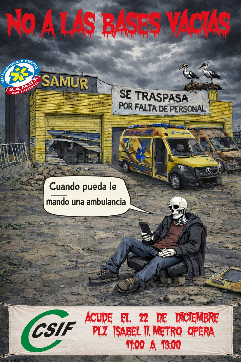 CsifSamur's tweet photo. @SAMUR_PC @MADRID
@AlmeidaPP_
@masmadrid
@CsMadridCiudad
@PSOEMadridAyto
@VOX_AytoMadrid
@rtvenoticias
@sextaNoticias
@A3Noticias
@noticias_cuatro
@InformativosTM
@BuenosDiasTM
@rne
@La_SER
@COPE
SAMUR en lucha, estamos hartos y sobrepasados, menos palmaditas en la espalda y más AYUDA real https://t.co/gthInh3qZV