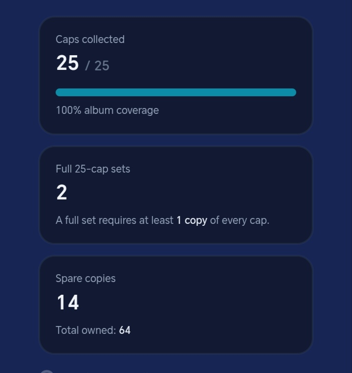 Why have 1 full set when you can have 2 👀

Just completed my 2nd Full set of Bubbly Caps by <a href="/Bubbles2Earn/">Bubbles</a>

Have you started your collection of caps yet #VeFam

Mint now 👇
bubblycaps.xyz