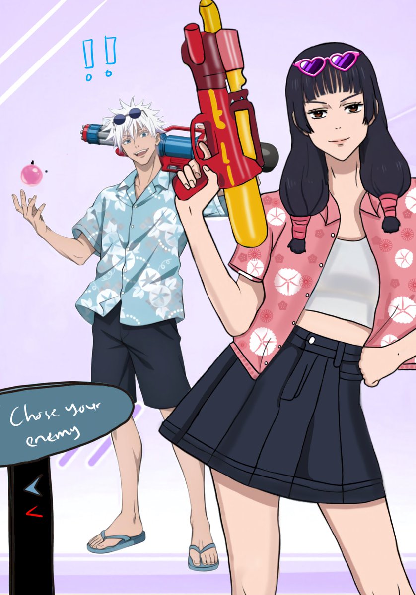 gojoiori__'s tweet image. Water gun war is coming. 

#gojohime #五歌 #utahime #庵歌姫