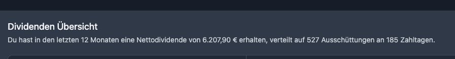 527 Dividendenzahlungen in den letzten zwölf Monaten. Wie viele Zahlungen habt ihr erhalten?
