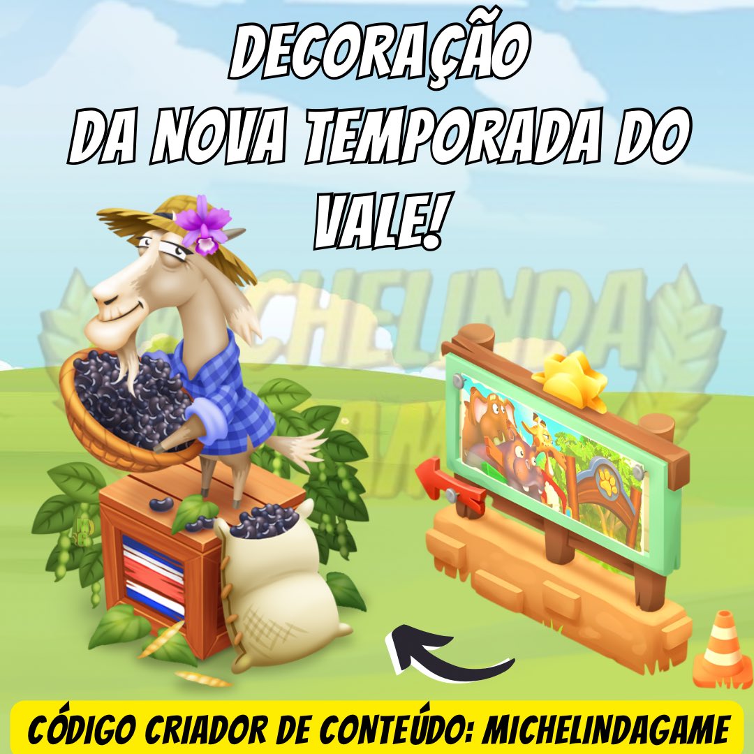 ✨ DECORAÇÃO DO VALE!

A Temporada do Vale já vai começar (será do santuário) e teremos uma decoração Especial na prateleira Exclusiva, Decoração: Feijões em Abundância, representando o País Costa Rica 🇨🇷 🐘🦒🦛 

Me diz o que achou? Você vai pegar? #HayDay