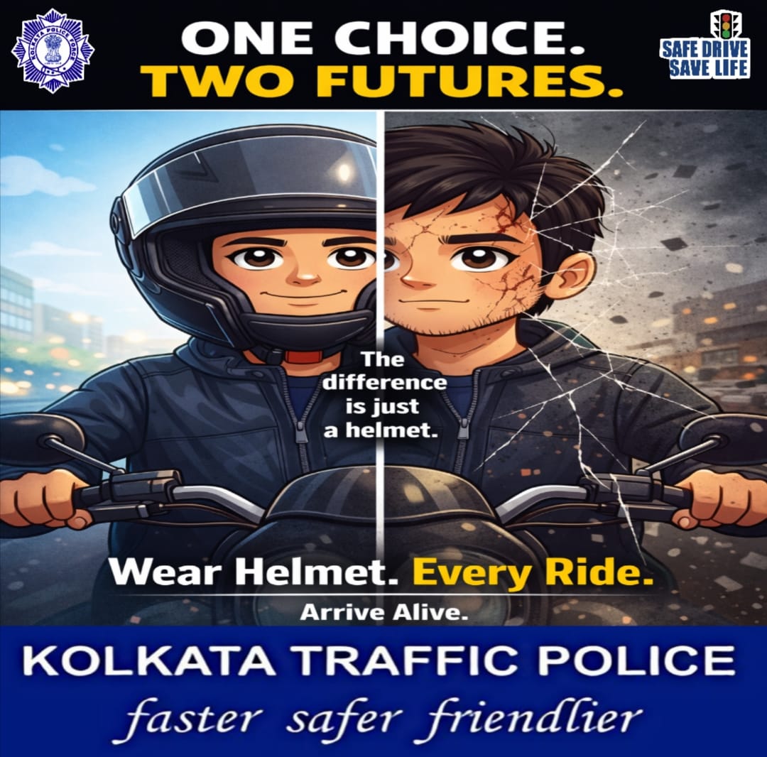KPTrafficDept's tweet image. Your life matters.
Helmet is not an option, it’s protection.

#wear helmet 
 #FollowTrafficRules #KolkataTrafficPolice #Awareness #SafetyFirst #SafeDriveSaveLife