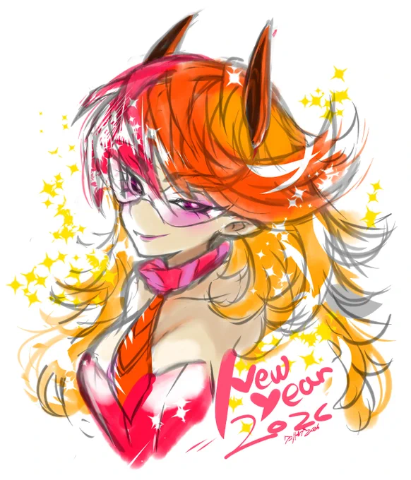 お年賀代わりのおネェサン! 今年も皆さまよろしくお願いいたします #年賀絵