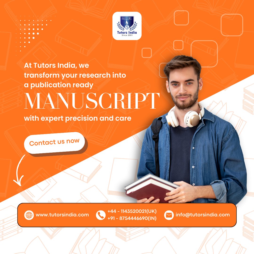 TutorsIndia's tweet image. Turn your research into a publication-ready manuscript with expert academic guidance. Our manuscript development service helps refine structure, clarity, and journal alignment. 

Learn more: tutorsindia.com/our-services/p…

#ManuscriptDevelopment #ResearchSupport #JournalSubmission