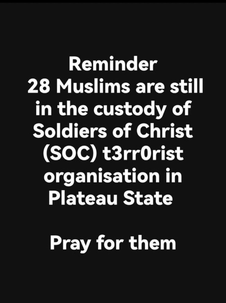 iambabangida_'s tweet image. 28 Muslim travelers are still being held by Christian terrorists in Plateau State !!!

They cannot be forgotten !!!