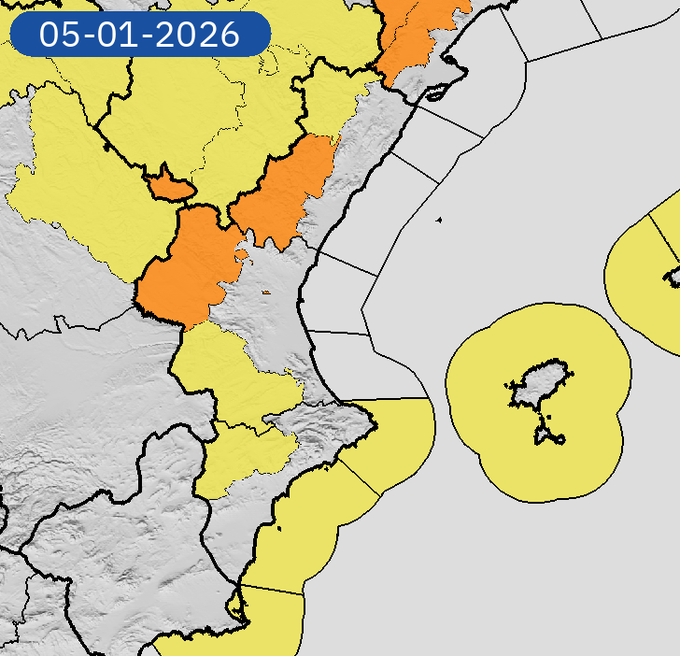 Los avisos por nieve el LUNES están activos en el interior de Castellón y norte de Valencia hasta las 18 horas y en el interior sur de Valencia e interior de Alicante, hasta última hora del lunes.
aemet.es/es/eltiempo/pr…