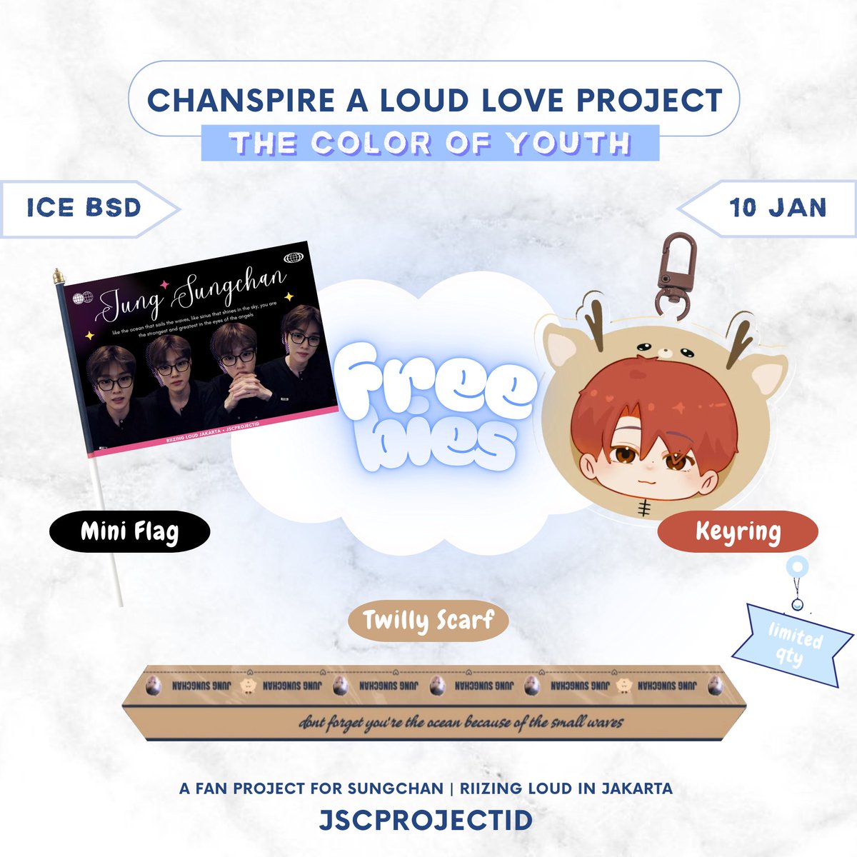 jscprojectid's tweet image. Angels dan BRIIZE! Apakah kalian sudah siap menyambut Abang Sungchan ? 🫣

"THE COLOR OF YOUTH"
freebies by jscprojectid✨️
📍ICE BSD
🗓️ 10 Jan '26
🕒 Tba

Tag kami jika dapat freebies nya dan pakai hashtag 
➡️ #TheColorOfYouth 

#RIIZINGLOUD_IN_JAKARTA