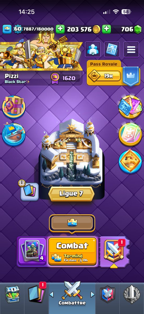 Première saison en ligue et je suis la, je trouve que c’est ok pour un début. Il reste deux jours pour rush on verra mais go 2000 (non). Déjà super fier surtout pour une première et avec des cartes niv 14 #ClashRoyale