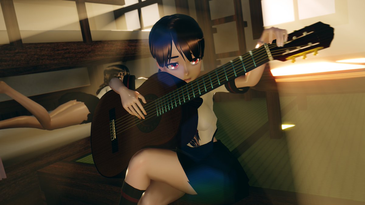 Magespy's tweet image. 以前投稿した、バンドに誘われなかった浦波 別アングル。

お借りしたもの
[モデル]
tda式改変 浦波改二 ver5・tda式改変 磯波改二 ver5・tda式改変 深雪改二 ver5：rouge 様、可動弦クラシックギター：あかりsnz 様、艦娘の部屋(アニメ版)：altoseal 様
[エフェクト]
サンドマン 様、そぼろ 様