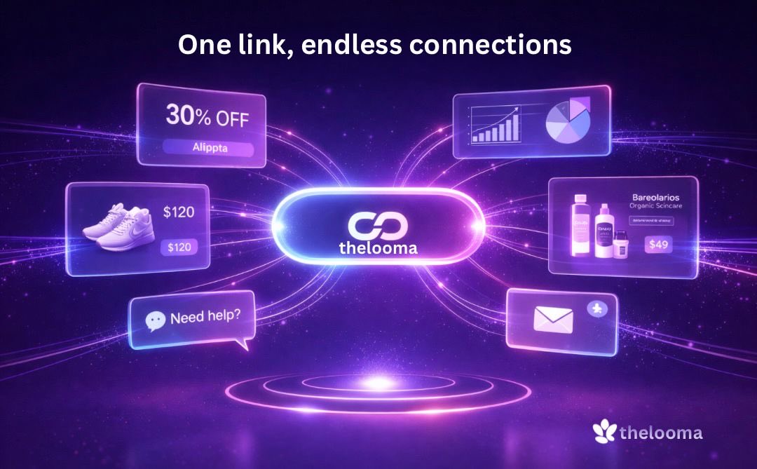 Your brand deserves one simple link that does everything.

From browsing products to getting smart recommendations, accessing campaigns, and staying connected with customers.

TheLooma gives you a beautiful public link you can share anywhere. Socials, ads, bios, even QR codes.