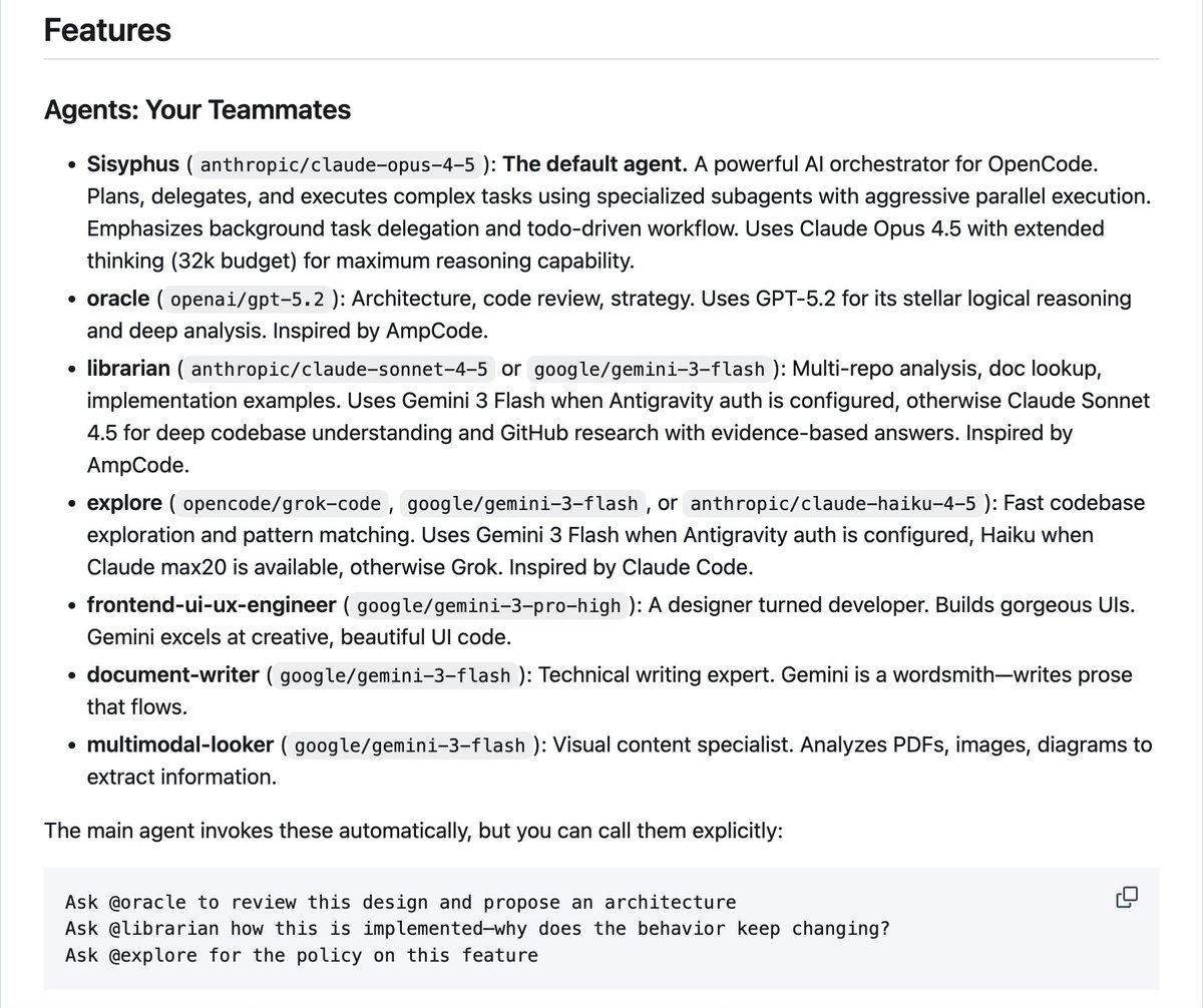 RookieRicardoR's tweet image. 最近一直在使用一个绝对被低估的开源宝藏组合：OpenCode + oh-my-opencode。

如果你觉得 Claude Code 已经是体验天花板，那这个组合可能会刷新你的认知。

它不仅免费开源，更汇聚了 Claude Code 和 AmpCode 的所有优势，甚至在某些方面完成了超越。

🔥 什么是…