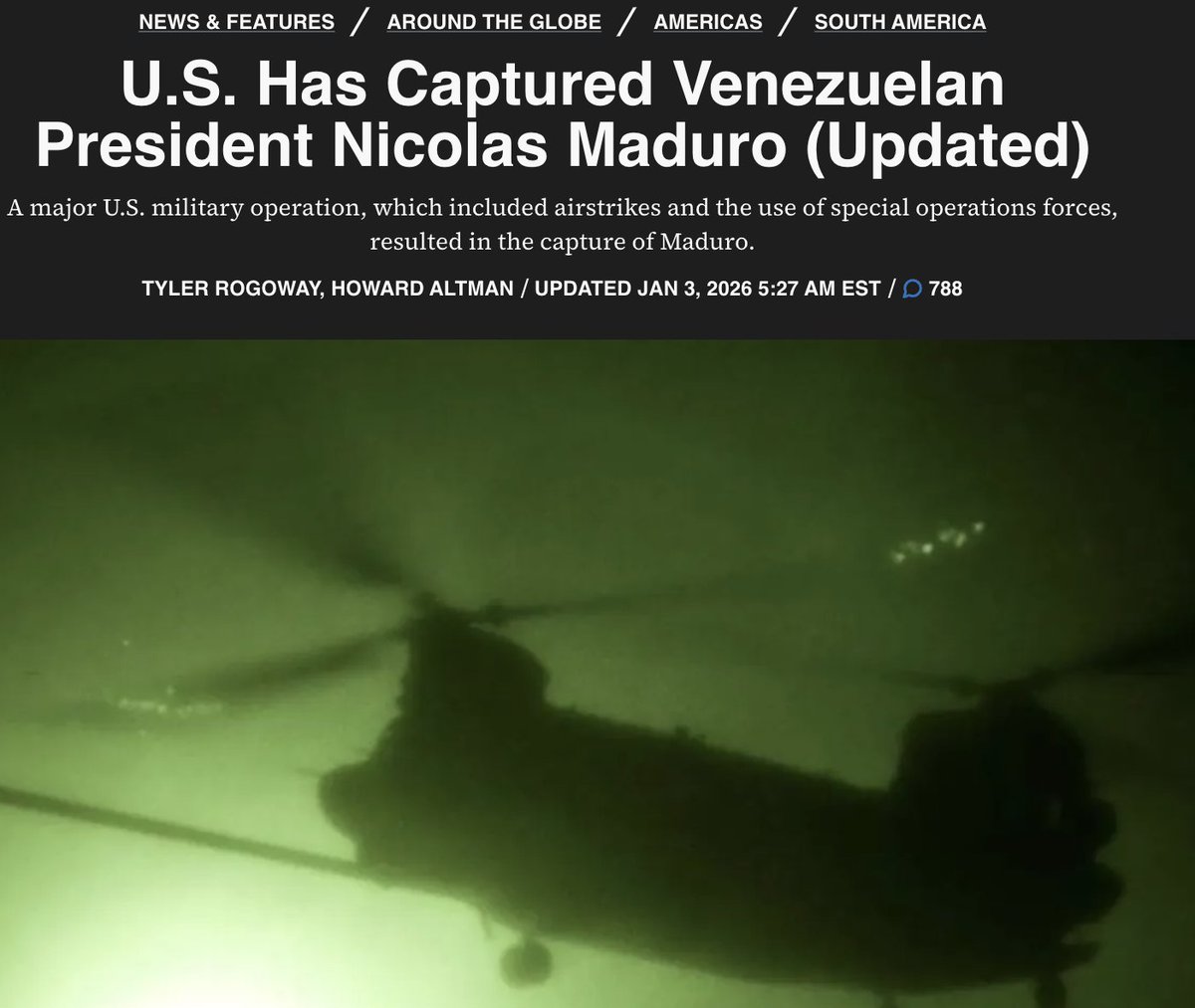 Alexis_Cossette's tweet image. Capture de #Maduro :
- Même pattern qu'avec Assad, Nasrallah et l'Iran.
- Opération impossible sur le plan militaire.
- Aucune résistance sérieuse.
- Inconcevable sans une entente préalable avec la Russie et la Chine.
#CentralCasting #Venezuela