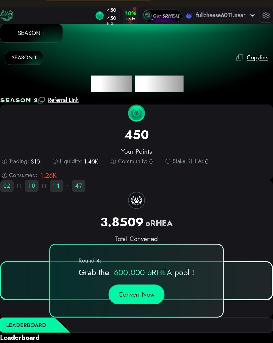 Sung_Jinwoo100's tweet photo. Just like the end of an "unlimited miles" airline promotion..

Go secure your final big reward now before the program shifts to favor consistent, everyday users over one time large deposits.

Here's what I mean 👇🏼

The Rhea Finance Final Points-to-oRHEA Conversion is open.

It is the season 2, round 4 - 600,000 oRHEA pool on @rhea_finance.

This is the last opportunity under the current model to convert your earned points.

And I mean points earned from trading, lending, or providing liquidity into $oRHEA.

oRHEA is the reward token redeemable later for the main RHEA Finance governance token, potentially at a 1:1 rate depending on activity.

From next month, the rewards will move to a balanced monthly system that rewards both committed capital and ongoing onchain participation..

This is aimed at reducing whale dominance while adding new $RHEA Credits soon.

So, convert today to maximize your oRHEA stake and future RHEA upside, before the new rules limit concentration and close this window.

I have converted mine 👇🏼

Get in here: https://t.co/tsZzskx6sc.