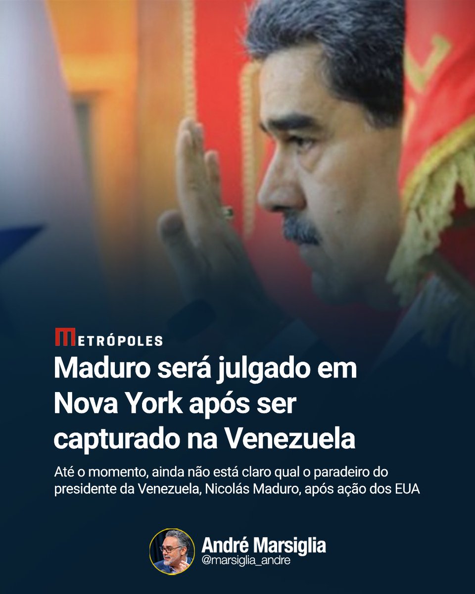 O presidente da Venezuela, Nicolás Maduro, foi indiciado e será julgado por  uma Corte em Nova York por “narcoterrorismo”, após ser capturado por forças  dos Estados Unidos. A informação foi divulgada pela
