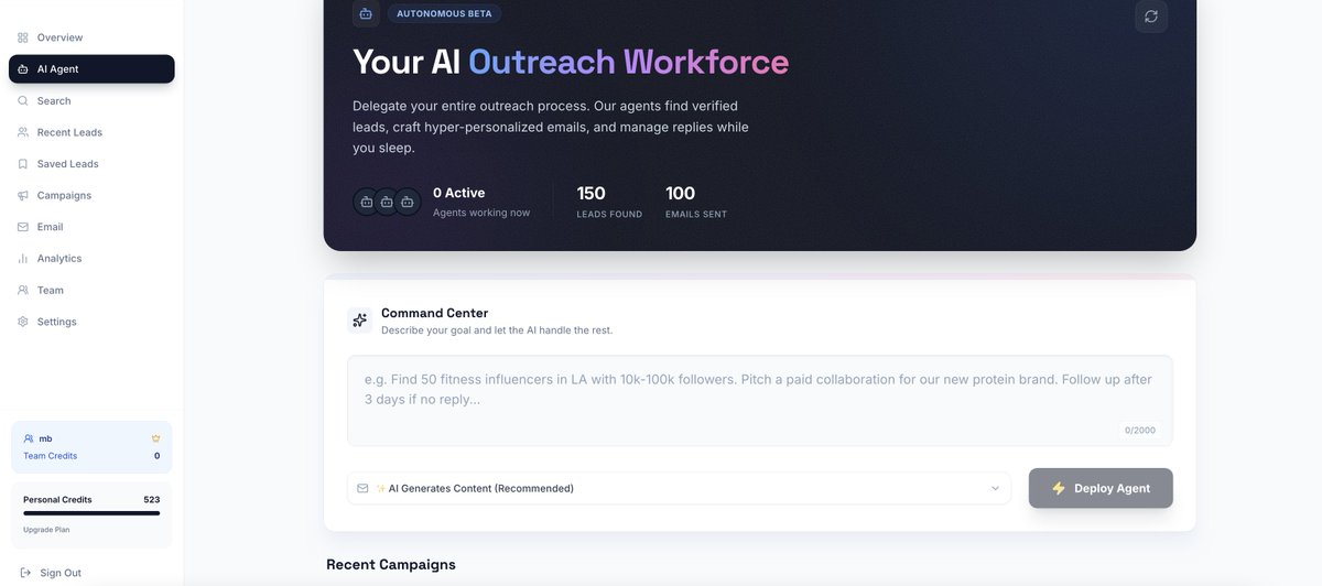 We replaced a $6,000/month influencer marketing agency with one AI agent.

Give it a prompt like "sustainable fashion influencers."

It finds them. Reaches out. Negotiates. Closes.

V2 is live.

Comment "influencer" for free access (first 100 only).