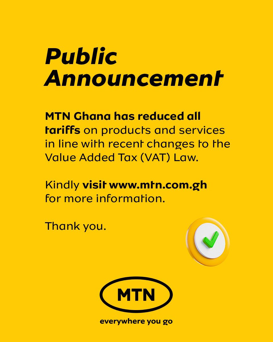 MTNGhana's tweet image. Enjoy reduced MTN tariffs following recent VAT changes. 💛