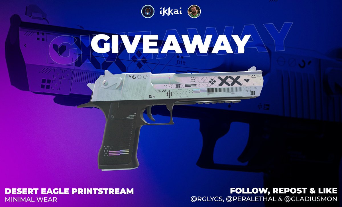 rgLyCS's tweet image. 🎁$40 Desert Eagle | Printstream🤍

To enter:
✅Retweet &amp;amp; Like,
✅Follow: @gladiusmon, @peralethal,
✅Tag a friend.

🍀Good Luck!
⏰Ends in 6 days!

#CS2 #CS2Giveaway