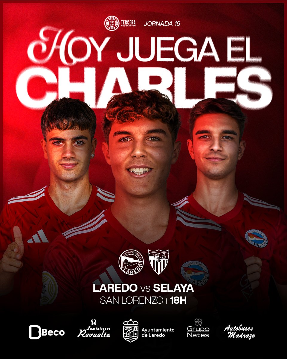 🚩 ¡Vuelve el fútbol a San Lorenzo! ¡Hoy juega el Charles!

🆚 <a href="/SelayaFC/">Selaya F.C</a> 
🕛 18:00
🏟️ San Lorenzo
📻 <a href="/AsonFm/">Asón Fm</a> 

#TerceraRFEF #DePrincipioAFin