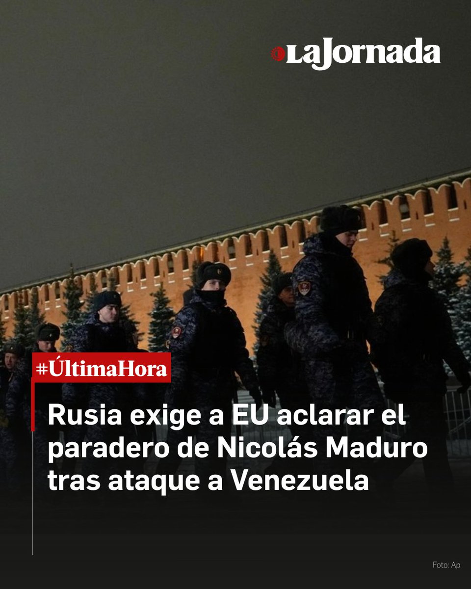 Rusia exigió el sábado una aclaración "inmediata" sobre el paradero del presidente venezolano, Nicolás Maduro, y se mostró "extremadamente" alarmada por los informes de que Estados Unidos lo sacó "por la fuerza" del país. 

Más información: jornada.com.mx/noticia/2026/0…