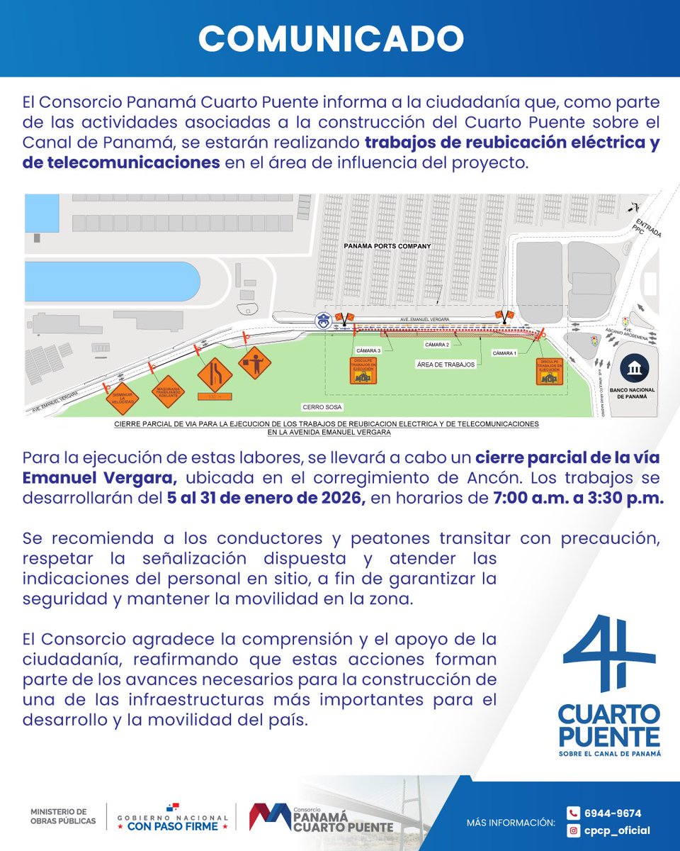 📣📣Comunicado del Consorcio Panamá Cuarto Puente