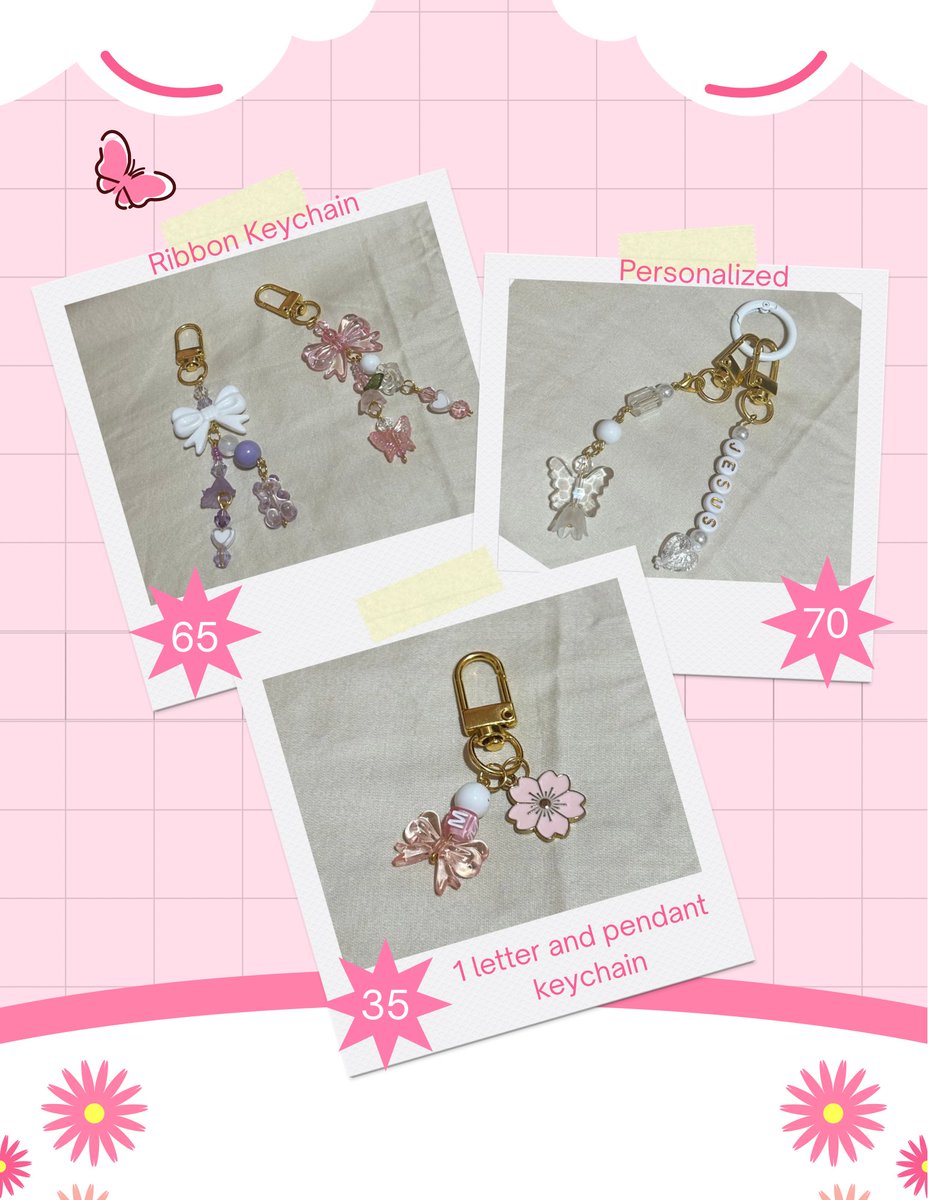 xilowts's tweet photo. wts lfb ph
= Keychains! 🎀✨

Ribbon Keychain -> ₱65 (2 for 120)
Personalized name -> ₱70
1 letter and pendant -> 35

tags. cute keychain charm id and bag charm personalized gift https://t.co/jdKAZPYEXO