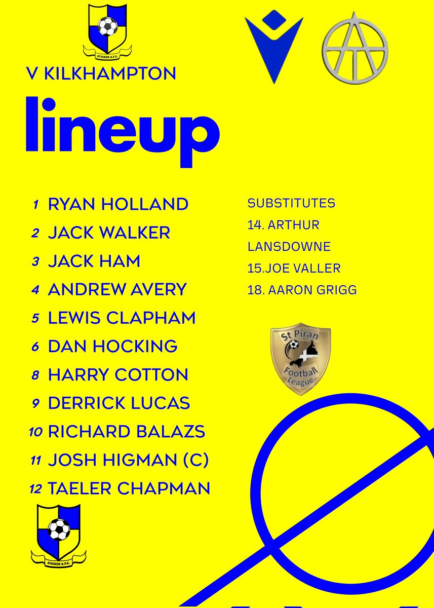 StickerAFC's tweet image. How our Reserves line up today at home to Kilkhampton