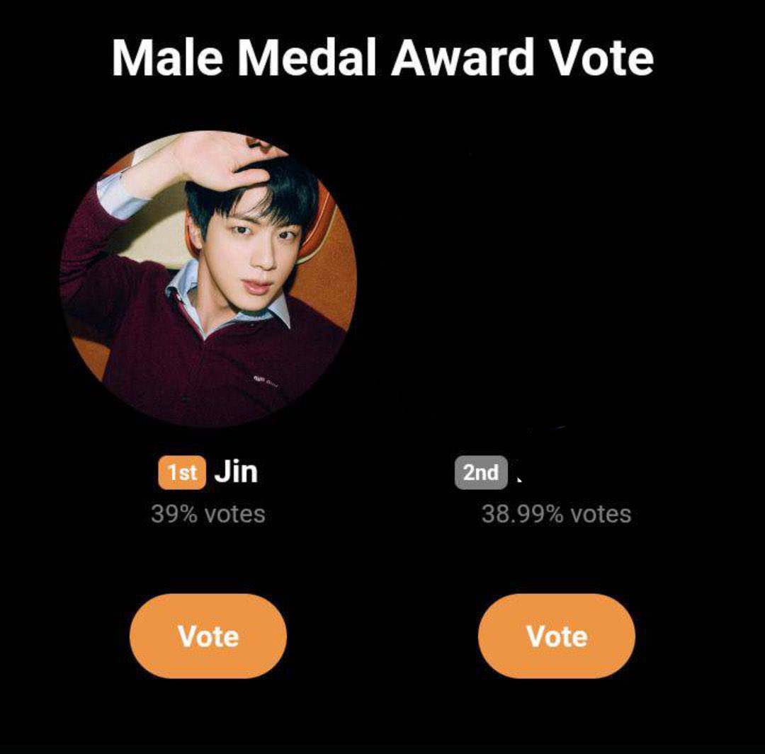 — Menos de dos días para que esta votación finalice y no podemos aumentar la brecha, por favor emitan sus votos, si tienes dudas háganlas saber para explicarles. 🎀

🗳️: global.prizm.co.kr/story/gda25
TUTORIAL: bit.ly/BVSC2025GDA 

ARMY DOJEON FOR JIN
JIN AT GOLDEN DISC AWARDS
