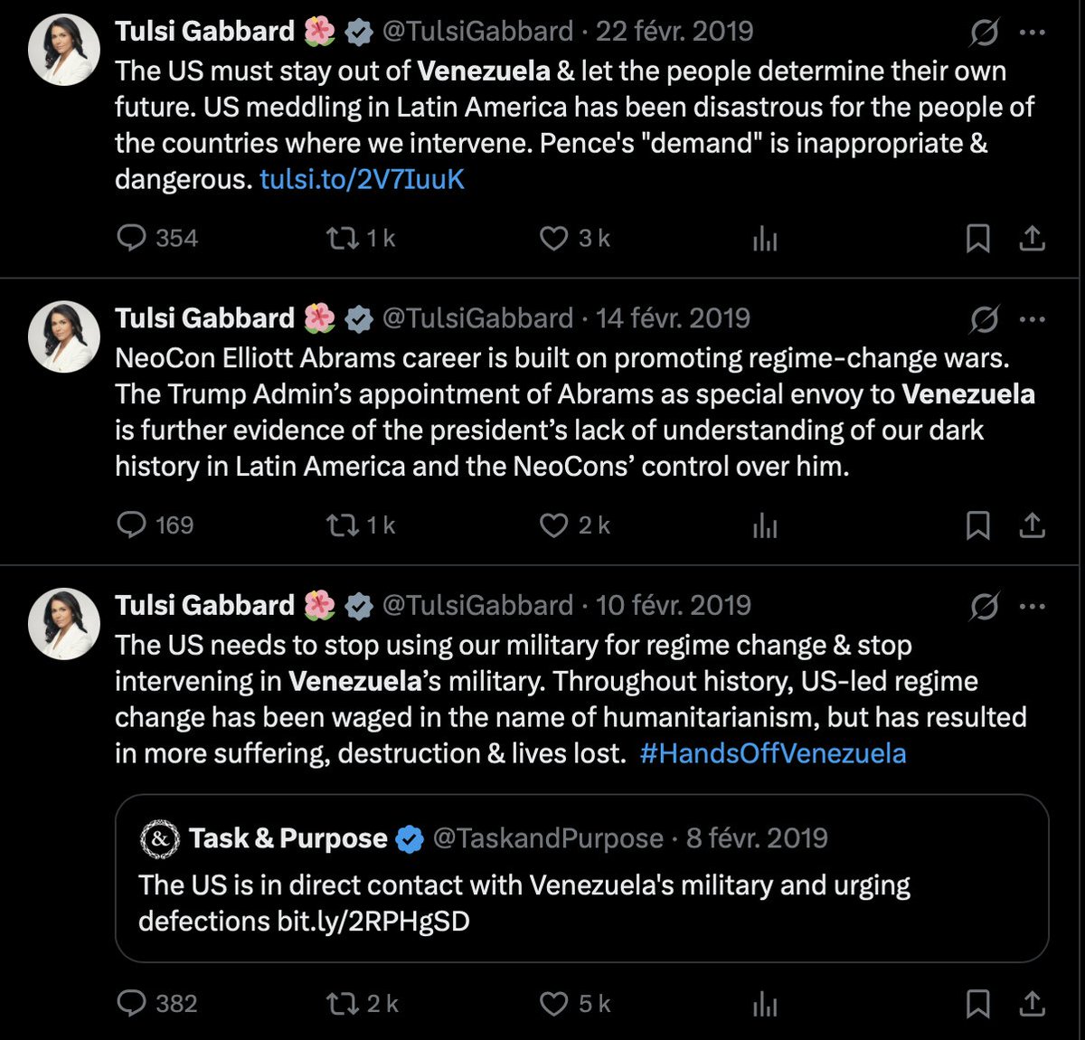 Tulsi Gabbard a oublié d'effacer ses anciens tweets sur le Venezuela.