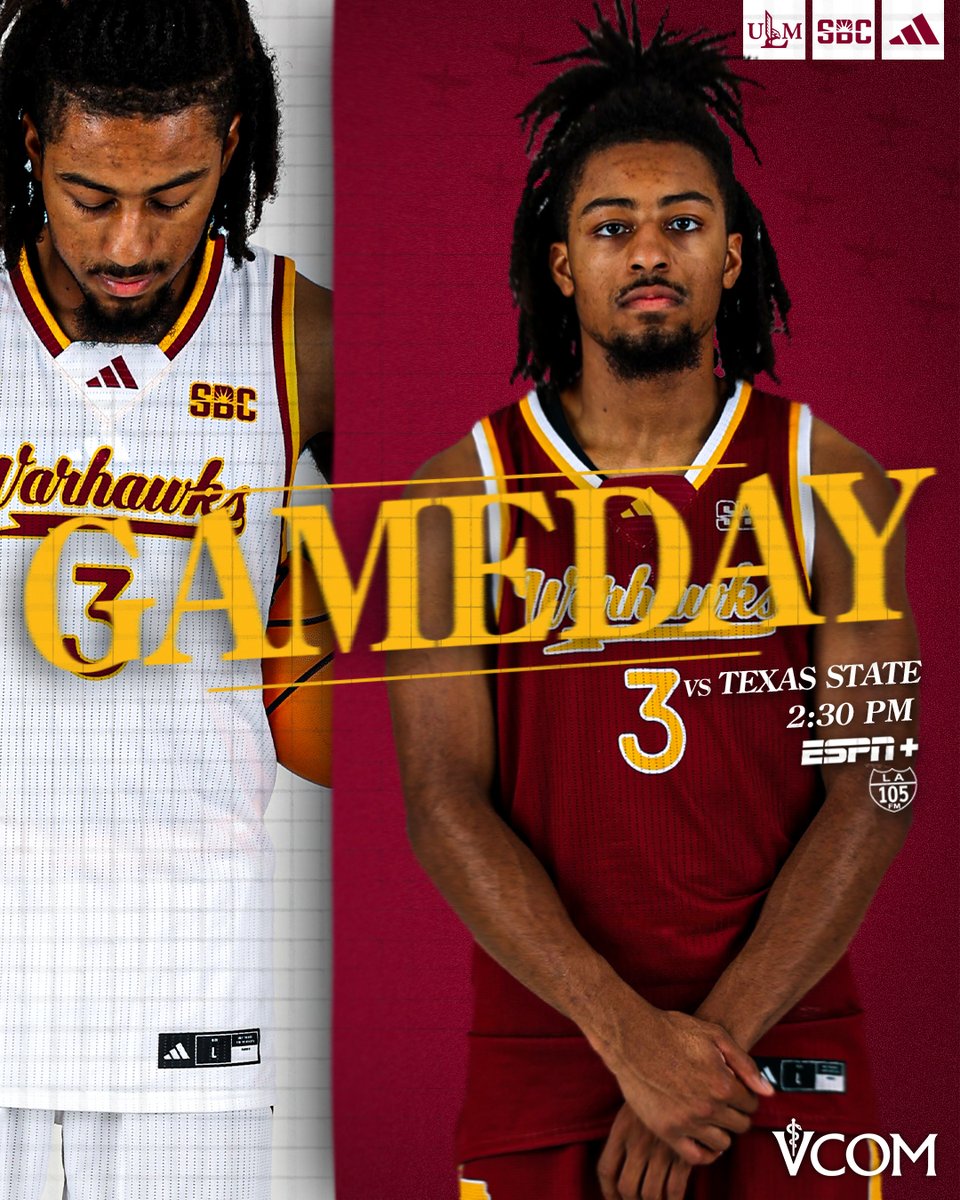 ULM_MBB's tweet image. Battle with the Bobcats💥

🆚 Texas State
🕝 2:30 pm
🏟️ Fant-Ewing Coliseum
🎟️ ulmwarhawks.com/tickets
📺 ESPN+ | bit.ly/4phXQdF
📻 KLIP 105.3 FM | ihr.fm/3B6KtJO
