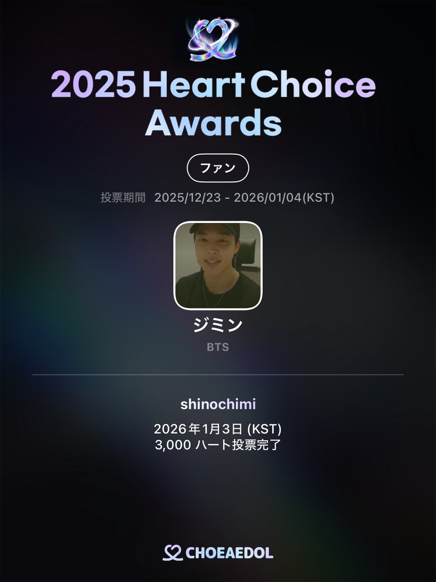 ❤️🤍最愛ドル🤍❤️ 本日の #ジミンちゃんに投票 🗳️が完了しました