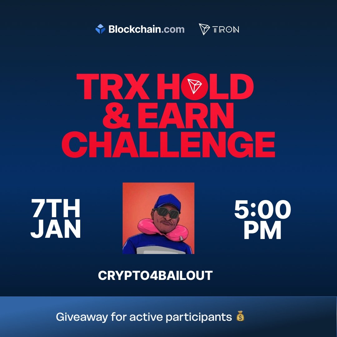 Crypto4bailout's tweet image. I’ll be hosting an exclusive X Space with @BlockchainAfri_ this Wednesday, 7th January 2026
at 5:00 PM WAT. 

Join us for insightful discussions on TRX and a chance to win TRX tokens shared among 10lucky winners.

To qualify for the giveaway 󰗈

1️⃣Follow @BlockchainAfri_
2️⃣Join…