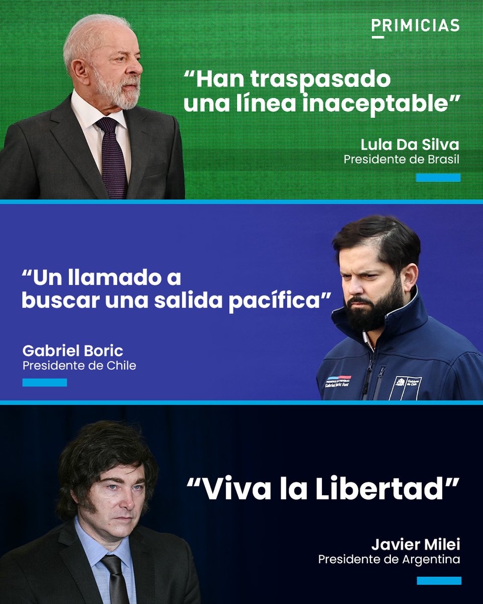 Así reaccionaron presidentes de Brasil, Chile y Argentina ante el ataque de Estados Unidos y la captura de Nicolás Maduro. Rusia y otros países, también se pronunciaron. prim.ec/x8qz50XRhKr