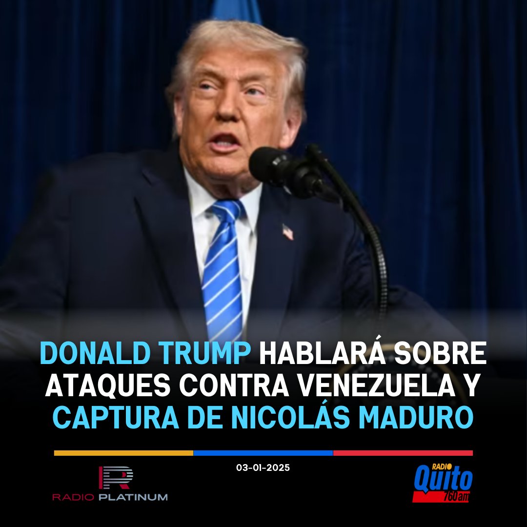 radioplatinumec's tweet photo. El presidente de Estados Unidos, Donald Trump, dialogará con los medios de comunicación tras la operación y captura de Nicolás Maduro. El primer mandatario estadounidense hablará tras el anuncio de captura del líder del régimen chavista y la expectativa del mundo. EL UNIVERSO https://t.co/6R4szIg8QE