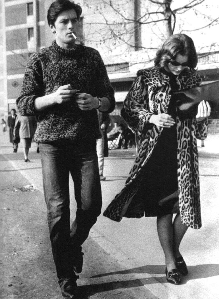 Alain Delon and Romy Schneider in Milan, 1960.