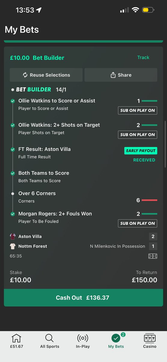 What a day it’s been already, Villa win and a lovely £150 bet won