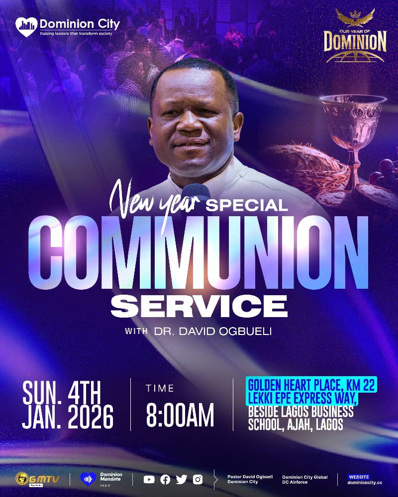 It’s the first Sunday of 2026, and we’re starting the year the right way.

Dominion City Lagos gathers as one in a combined service and Communion.

To begin the year under God’s covering is to declare the outcome; we walk through every season of the year divinely covered.