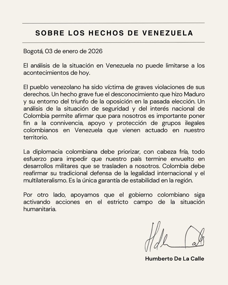 Sobre los recientes hechos ocurridos en Venezuela.