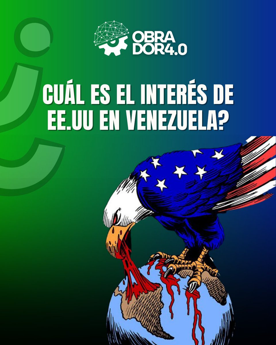 OITraF1's tweet photo. 🦅🇺🇸🌎Cuál es el interés de #EEUU en #Venezuela?

🇻🇪Venezuela es la mayor reserva de #petroleo del mundo

❌Repudiamos el #ataquecriminal de EEUU a Venezuela

✊Reafirmamos la autodeterminación de los pueblos de América Latina

Condenamos la guerra #imperialista en nuestra región https://t.co/GmEGsTqWxv
