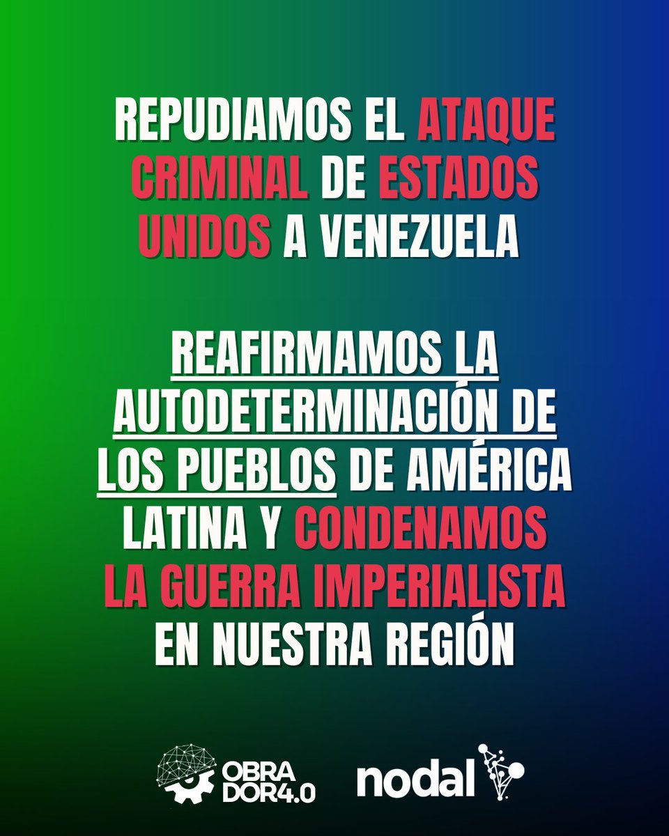 OITraF1's tweet photo. 🦅🇺🇸🌎Cuál es el interés de #EEUU en #Venezuela?

🇻🇪Venezuela es la mayor reserva de #petroleo del mundo

❌Repudiamos el #ataquecriminal de EEUU a Venezuela

✊Reafirmamos la autodeterminación de los pueblos de América Latina

Condenamos la guerra #imperialista en nuestra región https://t.co/GmEGsTqWxv