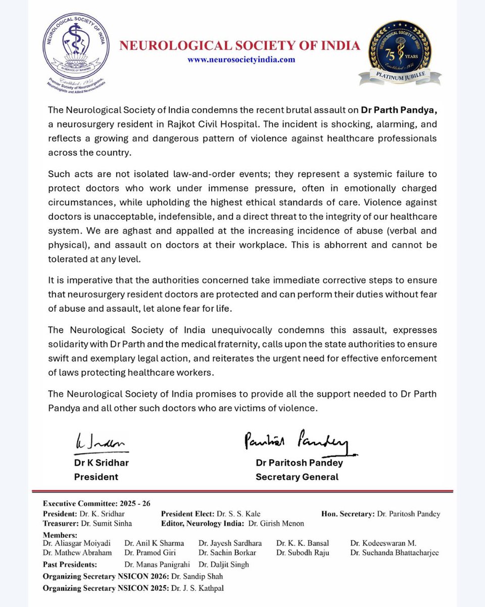NSI_India's tweet image. --
For More Information on NSI
neurosocietyindia.com
---
#StandWithDoctors #EndViolenceAgainstDoctors