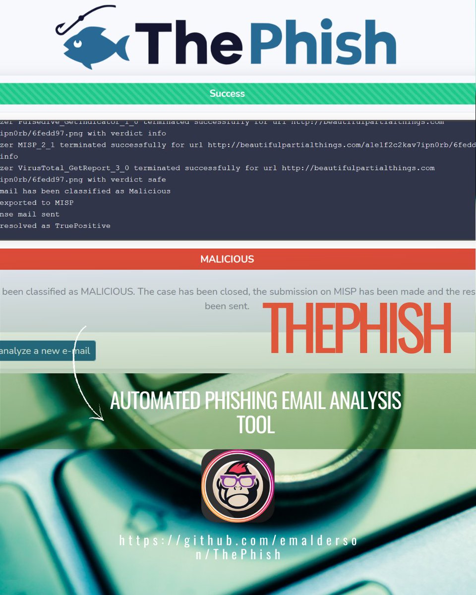 ¿Inundado de emails de phishing? ThePhish es tu SOC automatizado: analiza, extrae IoCs y se integra con TheHive, Cortex y MISP para convertir el caos en inteligencia accionable. ¡Dale superpoderes a tu Blue Team!

🎣🤖 #ThePhish #BlueTeam #Cybersecurity #DFIR #Phishing