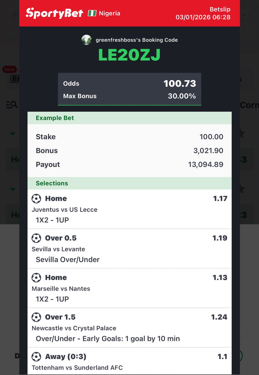 100 odds as promised 

Happy Weekend 🥰✅✈️