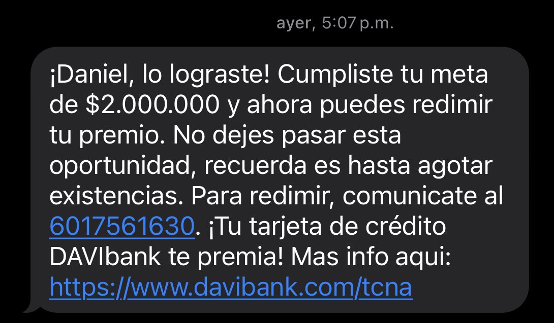 _DanielVanegas's tweet photo. @ScotiaColpatria Buenos días, el día de ayer recibí el mensaje que se ve en la imagen adjunta, sin embargo al tratar de comunicarme a la línea que se indica la llamada Nisiquiera entra, y al comunicarme con la linea de atención, me dicen que no pueden ayudarme, por favor ayuda. https://t.co/dJQH4yt6D8
